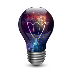 Wall Mural - Abstract open space background. Starfield, universe, nebula in galaxy in light bulb. Vector illustration