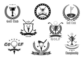 Wall Mural - Golf club championship award vector icons set