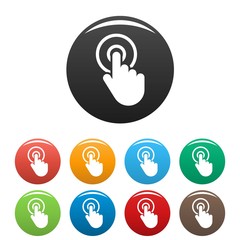 Poster - Hand cursor click icon. Simple illustration of hand cursor click vector icons set color isolated on white