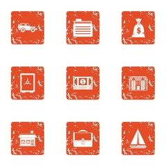 Poster - Cash office icons set. Grunge set of 9 cash office vector icons for web isolated on white background