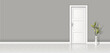 Element of architecture - vector background grey wall and closed white door 
