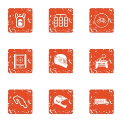Poster - Street race icons set. Grunge set of 9 street race vector icons for web isolated on white background