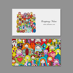 Wall Mural - Business cards set, Matryoshka, russian nesting dolls design