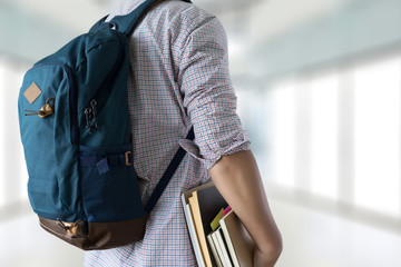 happy student with backpack go to scholl