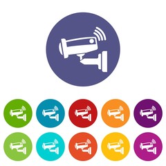 Poster - Security camera icons color set vector for any web design on white background