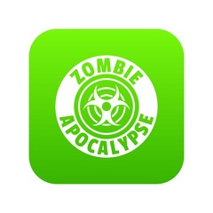 Wall Mural - Zombie infection icon green vector isolated on white background