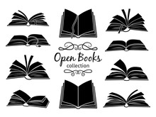 Open Books Black Silhouettes