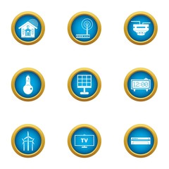 Poster - Independent energy icons set. Flat set of 9 independent energy vector icons for web isolated on white background