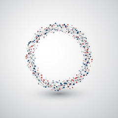 Poster - Abstract Cloud Computing and Global Network Connections Concept Design with Transparent Geometric Mesh, Wireframe Ring - Illustration in Editable Vector Format
