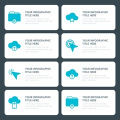 Poster - Flat cloud and networking, arrows, folder, cursors infographic timeline template for presentations, advertising, annual reports