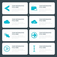 Poster - Flat cloud and networking, arrows, folder, cursors infographic timeline template for presentations, advertising, annual reports