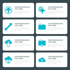 Poster - Flat cloud and networking, arrows, folder, cursors infographic timeline template for presentations, advertising, annual reports