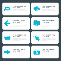 Poster - Flat cloud and networking, arrows, folder, cursors infographic timeline template for presentations, advertising, annual reports