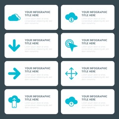 Poster - Flat cloud and networking, arrows, folder, cursors infographic timeline template for presentations, advertising, annual reports