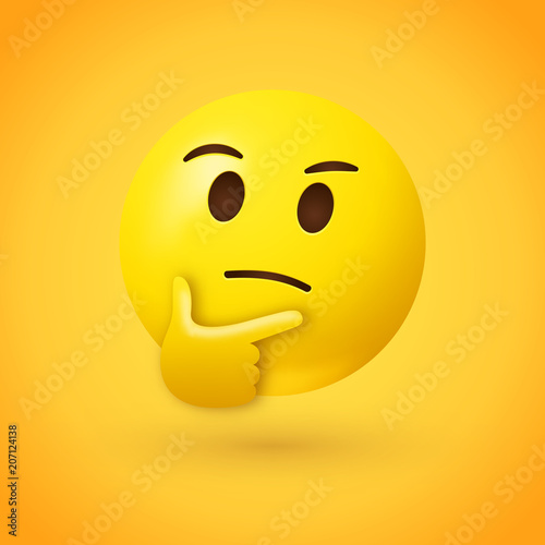 Fotografía Thinking face emoji - emoticon face shown with a single finger and thumb resting