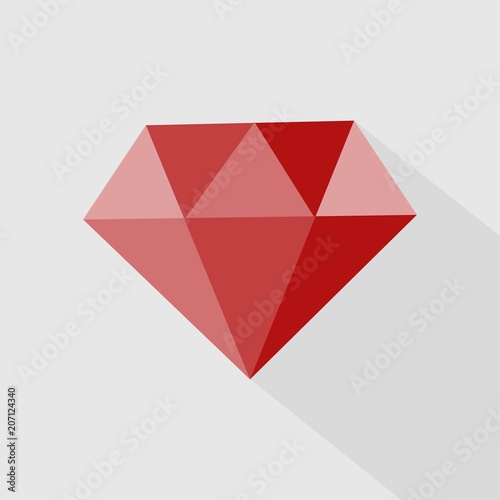 Fotomural Ruby vector icon. Icon gemstone red ruby.