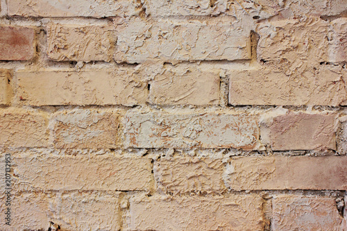 Brick Wall Pattern Of Grunge Painted Rustic Brown Stone