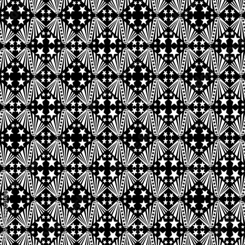 Cotton fabric Seamless decorative pattern with a five-pointed stars in a black - white colors