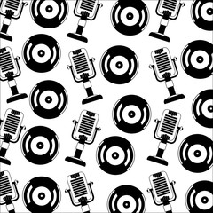 Poster - vintage old vinyl record microphone retro pattern vector illustration