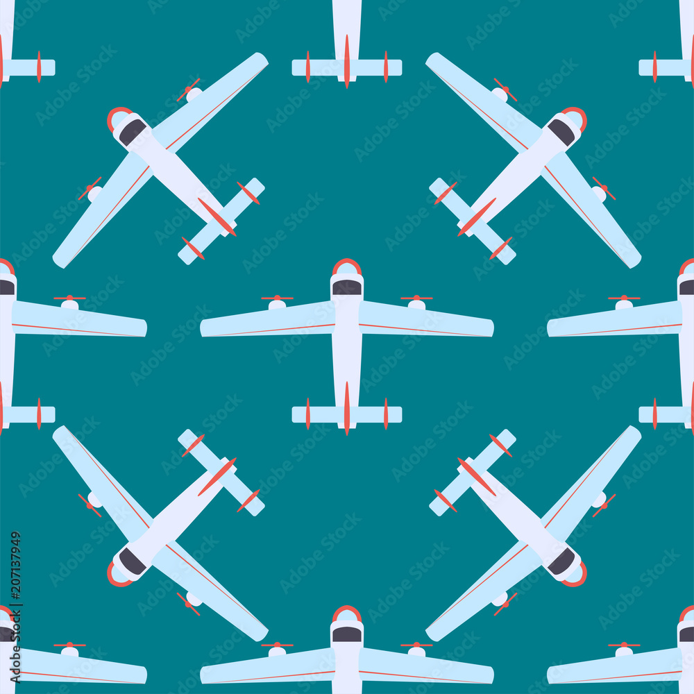 Vector airplane illustration top view and aircraft transportation ...