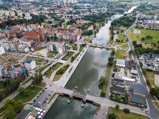 Aerial: The canal of Elblag, Poland