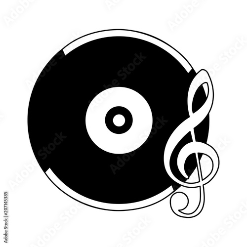 Fotografía retro vintage vinyl note musical song vector illustration black and white