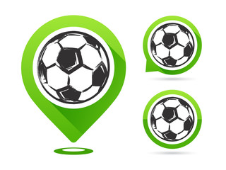 football vector icons isolated on white. football goal. set of football icons. football map pointer.