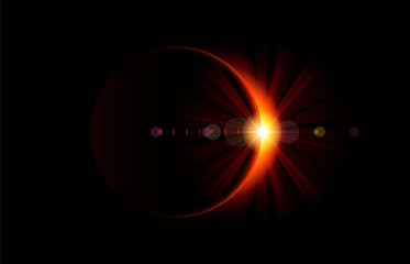 solar eclipse. bright flare on the moon edge