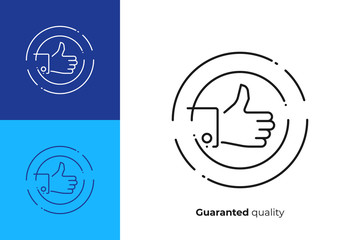 Fototapete - Like thumb up hand line art vector icon