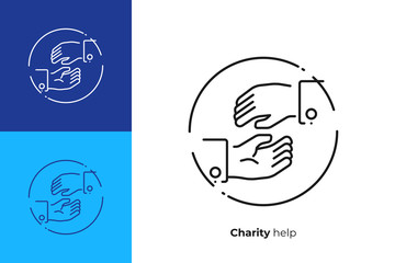 Fototapete - Helping hands line art vector icon