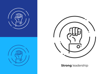 Fototapete - Leadership rised fist line art vector icon