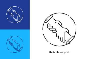 Fototapete - Helping hands line art vector icon