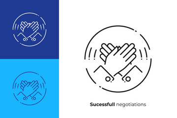 Fototapete - High five hands line art vector icon