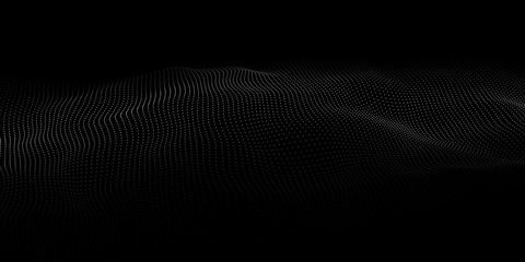Leinwandbilder - Technology dark background. Vector futuristic wave 3d. Cyber technology. Big data.