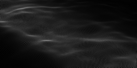 Poster - Abstract wave dots in dark background. Technology vector background. Big data.