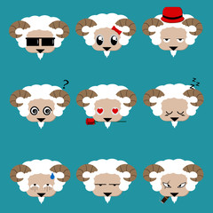 goat face with 9 charactor design,vector and illustration