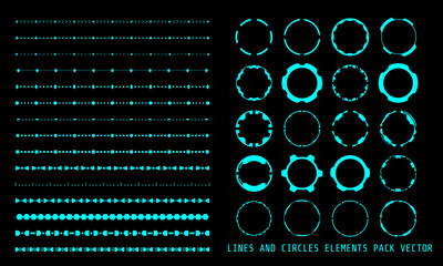 Aufkleber - HUD Futuristic User Interface Lines And Circles Elements Set Vector