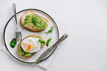 Wall Mural - Avocado Sandwich with Poached Egg