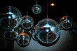Disco balls in a nightclub room