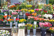 Outdoor flower market with roses, peonies and lilies in Vienna, Austria