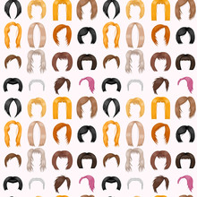 Woman Hair Styling Seamless Pattern Background Vector Illustration
