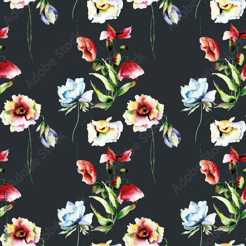 Seamless wallpaper with summer flowers