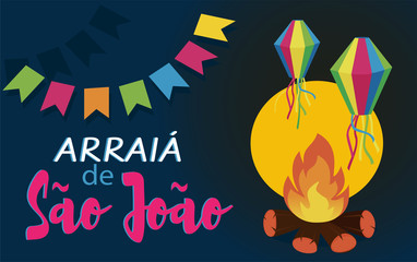 arraia de sao joao is saint john party in portuguese. vector illustration background.