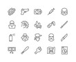 Simple Set of Crime Related Vector Line Icons. Contains such Icons as Robbery, Terrorism, Piracy, Hacking and more. Editable Stroke. 48x48 Pixel Perfect.