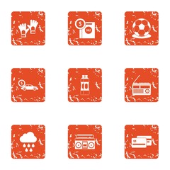 Poster - Life in debt icons set. Grunge set of 9 life in debt vector icons for web isolated on white background