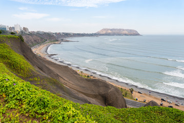 Wall Mural - Lima city's coastline, from Miraflores district, in Peru
