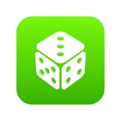 Poster - Cube casino icon green vector isolated on white background