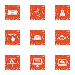Poster - Computerisation a life icons set. Grunge set of 9 computerisation a life vector icons for web isolated on white background