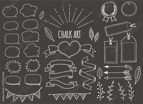 チョークアートのセット 背景黒 Stock Vector Adobe Stock