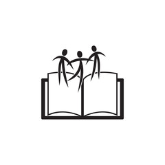 Poster - people on the book illustration. element of library icon for mobile concept and web apps. detailed p